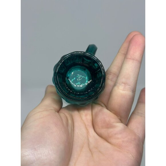VTG Federal Glass Teal Blue Mini Mug – 2" Shot Glass / Toothpick Holder Stein - Picture 3 of 7